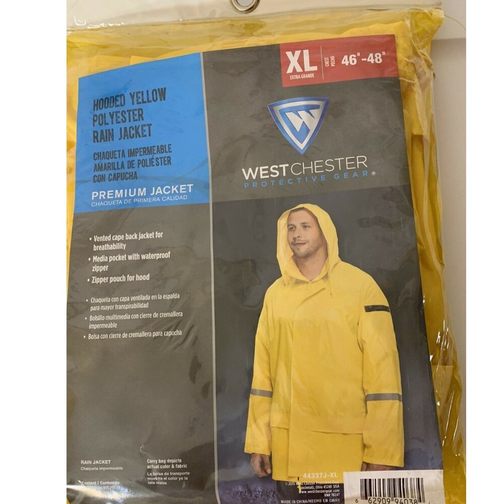 New Westchester Premium Hooded Polyester Rain Jacket - Yellow - Sz‎ XL 46-48